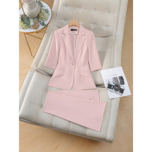 Women's Professional Three Quarter Sleeve Suit <b>Set</b> Slim Fit Office Lady Anti Wrinkle Business Daily Commute Formal <b>Blazer</b> - Product Image 3