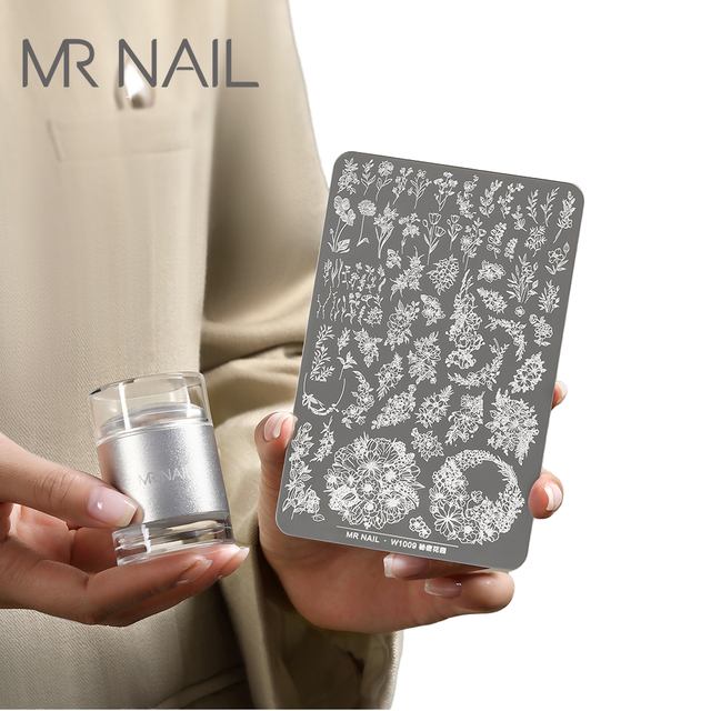 MR NAIL Professional Soft Stainless Steel Nail Stamping Plate with Floral and Copyrighted Designs