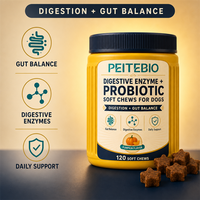 PEITEBIO Enzymes digestives et probiotiques à mâcher pour chiens, pour la digestion et l'équilibre intestinal, saveur citrouille, 120 unités