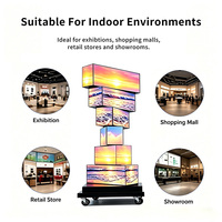 Pantalla LED Cúbica Giratoria de Doble Cara y Multicapa para Video Wall, Equipo de Publicidad con Rotación Continua de 360° para Centros Comerciales