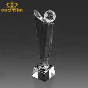 Custom Engraved Crystal Sports <strong>Trophy</strong> Glass Award Crystal Golf <strong>Trophy</strong> <strong>Plaque</strong> - Product Image 1