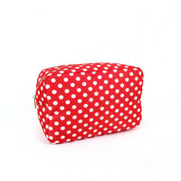 Sac de maquillage tendance pour femmes, à pois, en nylon, grande capacité, pliable, durable, imperméable, pochette cosmétique, organisateur de voyage, fermeture éclair en maille