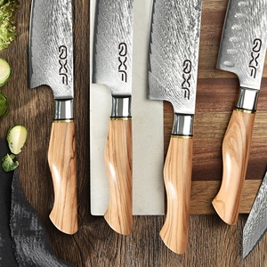 Ensemble de 5 couteaux de cuisine japonais, acier Damas 67 couches, ensemble de couteaux de chef, bois d'olivier, couteaux à sushi, <span class=keywords><strong>kiritsuke</strong></span>, couteaux à éplucher avec épingle en mosaïque - Product Image 6