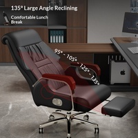 Chaise de bureau exécutive moderne en cuir, ergonomique, inclinable, avec fonction massage, pour usage domestique ou professionnel, base à cinq étoiles en acier