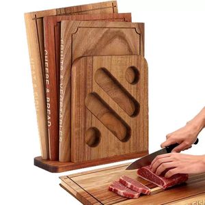Wooden Cutting Board Set 3 Piece Book Shaped With <b>Stand</b> For Meat Fish <b>Vegetables</b> Cheese Bread Kitchen Use - Product Image 5