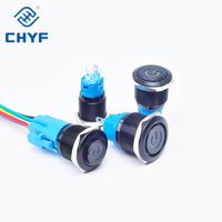 16mm 19mm 22mm cincin RGB diterangi hitam tombol tekan sementara saklar tahan air 12v dapat menggunakan Model arduino