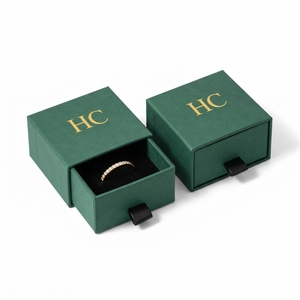 กล่องใส่แหวนพรีเมียม กล่องของขวัญเครื่องประดับหนัง PU หรูหรา พร้อมช่องใส่กำมะหยี่ ปั๊มฟอยล์ โลโก้สั่งทำได้ สำหรับบรรจุภัณฑ์เครื่องประดับแบรนด์ดัง - Product Image 2