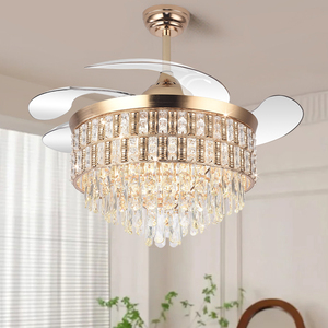 Y313 Vô Hình Châu Âu LED <span class=keywords><strong>Fan</strong></span> Ánh Sáng Sang Trọng 42 Inch Quạt Trần Ánh Sáng Vàng Pha Lê Có Thể Thu Vào <span class=keywords><strong>Fan</strong></span> Ánh Sáng Và Điều Khiển Từ Xa - Product Image 1