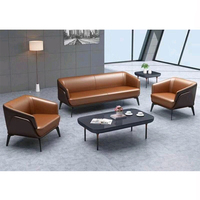 Günstige Lounge-Sitzgruppe Braunes Leder Modernes Bürosofa