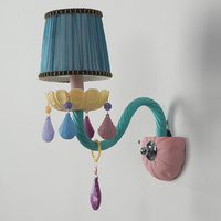 Applique murale LED couleur macaron pour intérieur, salon, salle à manger, chambre à coucher – Lampe en cristal populaire avec abat-jour en tissu pour maison, hôtel, escalier