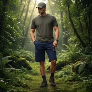 Shorts de travail style Bermuda pour homme, bleu foncé, avec poches cargo - Product Image 3