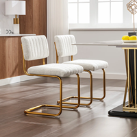 Chaises de salle à manger modernes de luxe, style nordique, blanches, capitonnées, avec pieds dorés, en tissu bouclé Sherpa, style Cesca, pour table de salle à manger