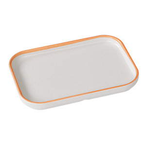 A5 <b>melamine</b> orange-rimmed rectangular commercial hot pot restaurant serving <b>plate</b>, imitation porcelain plastic creative - Product Image 3