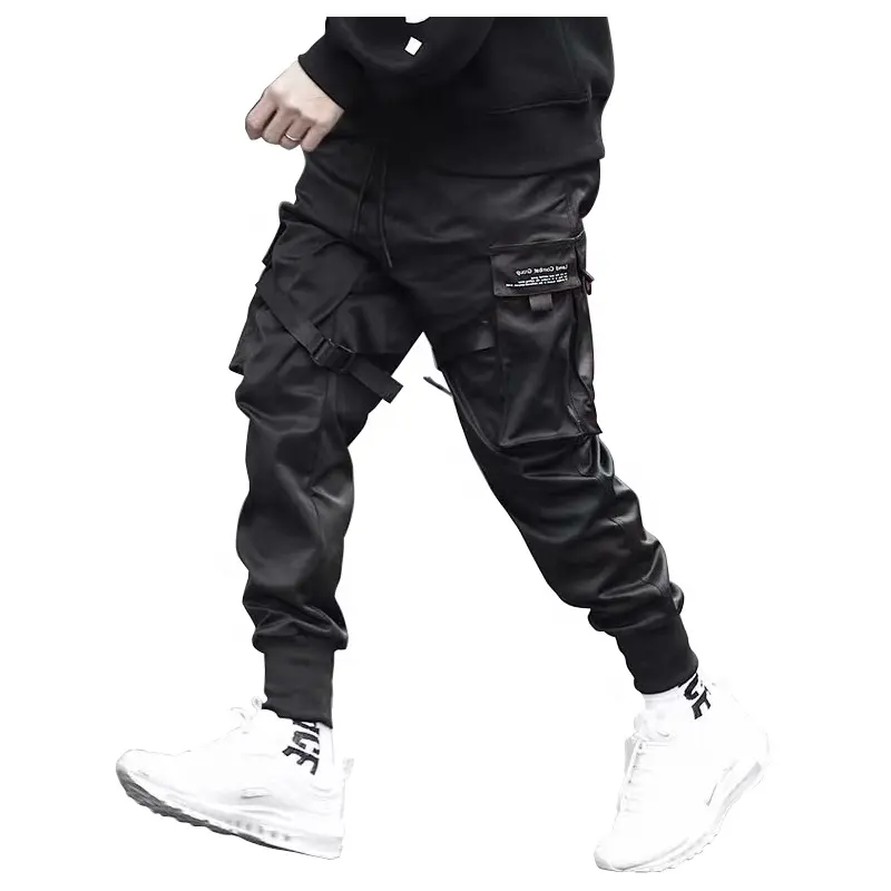 New Hip Hop Boy Multi-pocket Elastic Waist Design Harem Pant Men Streetwear Punk Trousers Jogger Male Dancing Black Cargo Pants