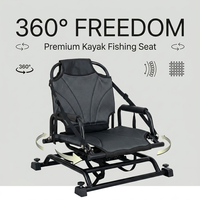 Siège de pêche pour kayak pivotant à 360° de qualité supérieure, ergonomique, en maille respirante, avec cadre en aluminium réglable, accoudoir et pédale