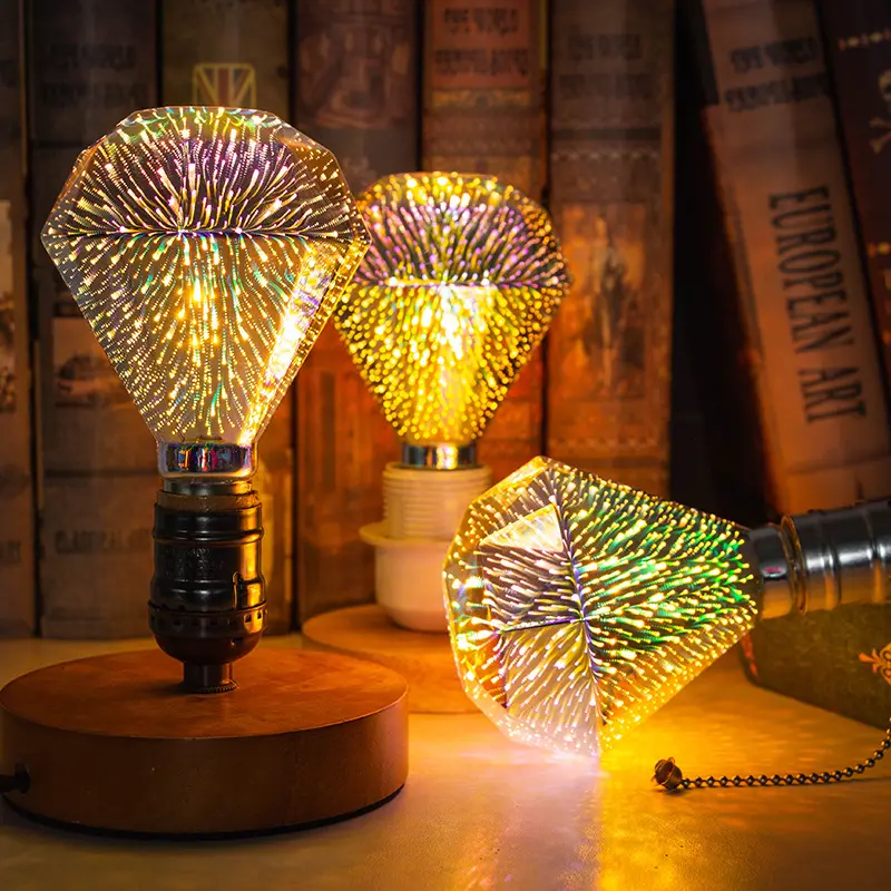 3D smoke lamp Full Star LED bulb colorful wide voltage bulb retro decoration E27 large screw