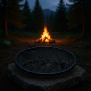 X-Marks 30 Inch Steel Fire Pit Grill <b>Grate</b> With Handles For Camping <b>BBQ</b> Cooking - Product Image 2