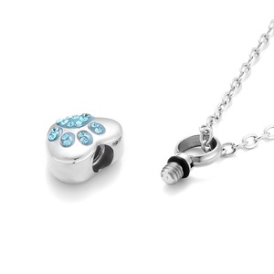 Collar con colgante de urna para cenizas de mascotas, de acero inoxidable con diamantes de imitación, en forma de corazón, para joyería conmemorativa de mascotas, se puede personalizar. - Product Image 5
