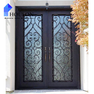 Portes <span class=keywords><strong>d</strong></span>'<span class=keywords><strong>entrée</strong></span> modernes en fer forgé noir, simples ou doubles, avec arche, pour maison, résistantes aux intempéries et sécurisées, style français - Product Image 1