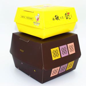 使い捨て段ボールバーガーボックス紙ミールボートトレイボックスボックスにボックスハンバーガー包装 - Product Image 1