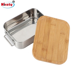 Chất lượng cao 1200ml cấp thực phẩm <span class=keywords><strong>SUS304</strong></span> thép không gỉ Hộp Ăn Trưa với nắp tre Bento tiffin container cho bảo quản thực phẩm - Product Image 1