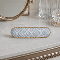 Barrette unique d'inspiration ethnique pour femme, en tissu tissé traditionnel, dorée, accessoire capillaire tendance
