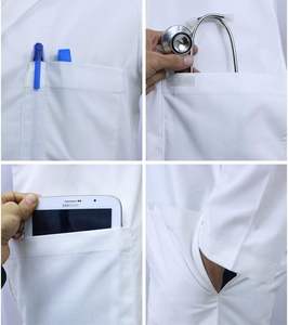 Tissus de blouse de laboratoire durables pour un port prolongé Blouse médicale en poly coton à manches longues Blouse de laboratoire blanche unisexe pour les hôpitaux uniformes - Product Image 4