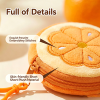 Porte-monnaie en peluche mignon en forme de fruit, porte-clés, mini sac à fermeture éclair de 8 cm pour écouteurs, pochette de rangement Kawaii pour filles et enfants