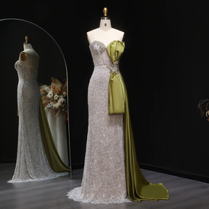 ชุดราตรีทรงเมอร์เมดสีเขียวมะกอกแบบสายเดี่ยวประดับมุก รุ่น Jancember LSZ617 สำหรับงานเลี้ยงกลางคืนหรืองานพรอม - Product Image 2