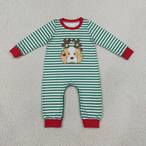 Ensemble de vêtements rayés pour bébés et enfants, avec broderie chiens et lumières, thème Noël - Product Image 4