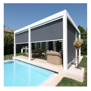 游泳池用自由站立百叶可伸缩天井和甲板凉棚盖机动系统