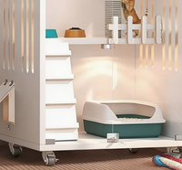 Cage à chat en bois de luxe multi-niveaux avec séparateur amovible, double compartiment, séparation mâle/femelle, niche d'élevage écologique pour chats