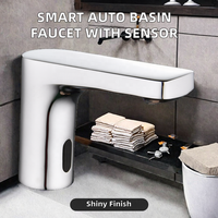 Robinet de lavabo automatique moderne en acier inoxydable personnalisé, à capteur infrarouge intelligent sans contact, monotrou, vente en gros