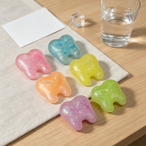 <span class=keywords><strong>Giocattolo</strong></span> Antistress Morbido a Forma di Dente in Gel Trasparente con Glitter Elastici e Paillettes Fluttuanti - Product Image 3