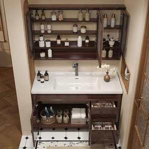 Modern <b>Wall</b>-Mounted MDF Eco-Friendly Bathroom Vanity Set Ceramic Basin LED Smart <b>Mirror</b> Storage Cabinet Water Resistant Easy - Product Image 3