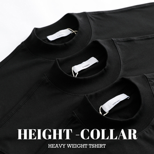 T-shirt a tracolla da uomo personalizzata 230G in cotone 100% a collo alto manica corta Oversize stile Hip Hop con stampa solida - Product Image 3