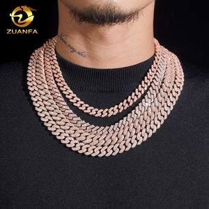 Cadena de Eslabones Cubanos de Moissanita en Plata 925 de 10mm, 12mm y 13mm, Bañada en Oro Rosa y Diamantes Iced Out, Estilo Hip Hop de Máxima Calidad - Product Image 6