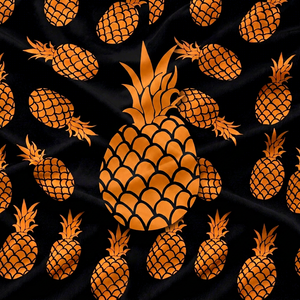 Tela de Algodón Ligera con Estampado Tropical de Ananas en Contraste, Tipo Popelín, para Bolsos - Product Image 1
