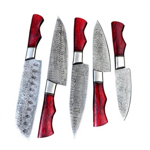 5 poignées de couteau en bois rouge faites à la main avec embout métallique pour couteaux de chef, en vente en ligne à prix abordable - Product Image 4
