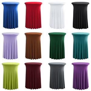 Factory Direct Supply Modern Elastic Polyester Round Solid Color Cocktail Skirt Table Cover for Banquet High Bar Cross-Border - Product Image 1