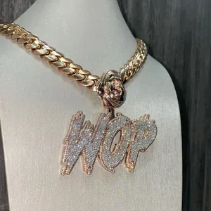 Custom Moissanite Pendant Name Hip Hop Moissanite Pendant Chain 925 Silver Letter Moissanite Pendant