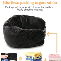 Sac à linge multifonctionnel en forme de U rembourré Oreiller de voyage en peluche douce Rangement de voyage pour les voyages d'affaires