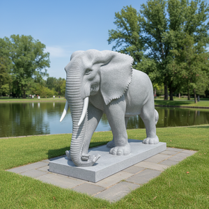 Büyük Boy El Yapımı Avrupa Fil Mermer Heykeli Beyaz Heykel Parklar ve Tapınaklar İçin Dış Mekan Kullanımı İçin - Product Image 3