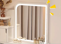 Commode en bois moderne et simple pour chambre à coucher avec miroir éclairé, petite table de maquillage multifonctionnelle pour la famille, rangement cosmétique