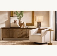 Tiroirs de table de console de salon en placage de chêne d'appartement de haute qualité personnalisés faits à la main