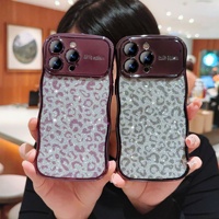 Étui de protection en TPU électroplaqué à motif vague, imprimé léopard et pailleté, pour iPhone 17 Pro Max et iPhone 15