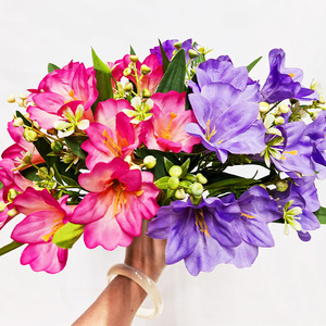 Fleurs artificielles en gros, freesia à tige unique, 5 têtes, fleurs artificielles pour mariage, décoration florale pour la maison - Product Image 3