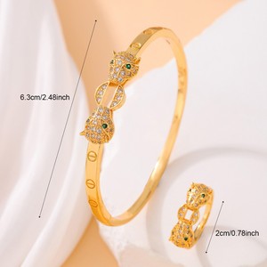 Pulsera de Zirconia con Cabeza de Leopardo de Doble Cabeza, Chapada en Oro, Joyería Retro de Moda - Product Image 5