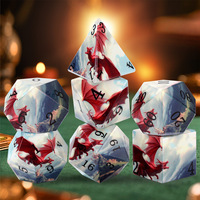 Nouvel ensemble de dés polyédriques DND7 en acrylique avec impression UV et sac en flanelle pour le jeu de table Dungeons and Dragons