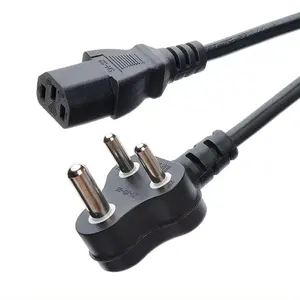 Factory Direct Sale 16A 3 Pin Plug Power Cords Black Laptop Plug South Africa SABS Standard Power Cord For Home Appliances